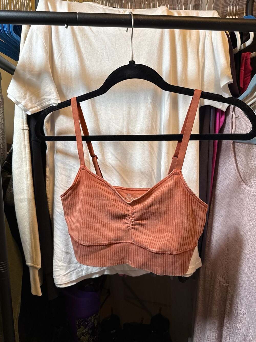 OFFLINE by Aerie Recharge Ribbed Least Support Cami Bralette in Rust